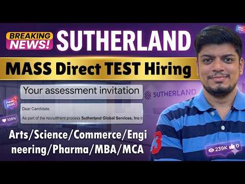 Stutherland MASS Direct Test Hiring | NO Shortlisting | Off-Campus Drive 2026 | All Courses Eligible