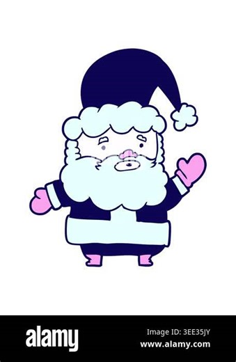 neon light effect animation of cartoon santa claus waving Stock Video Footage - Alamy
