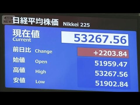 日経平均 上げ幅2000円超 イラン情勢の収束期待から(2026年4月1日)