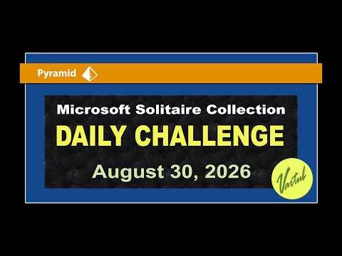 Microsoft Solitaire Collection | Daily Challenge August 30, 2026 | Pyramid Medium Board Challenge