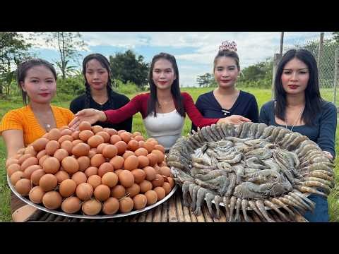 Amazing cooking egg and shrimp recipe | countryside cooking | fry rice recipe