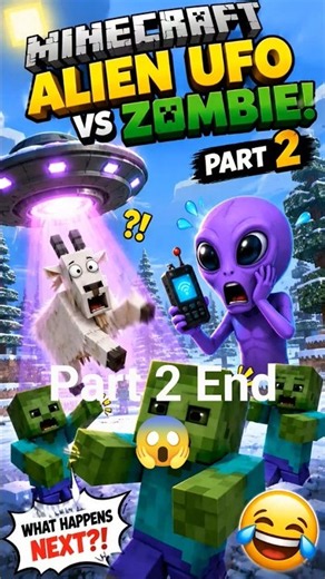 👽 Minecraft Alien UFO vs Zombie! for diamonds but goat stole diamond 😱 What Happens Next?#minecraft