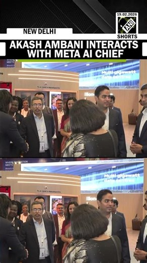 Chairman of Jio Platforms Akash Ambani interacts with Meta AI chief Alexandr Wang at AI summit