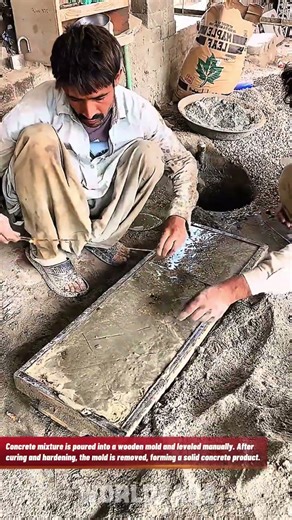 Manual Concrete Casting Using Wooden Mold | Traditional Concrete Making Process