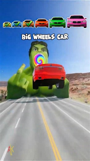 Big & Small Cars vs Hulk Portal! 🤯 #shorts #beamngdrive