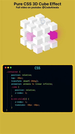 #video #tech #uiux Create Amazing 3D Cube Using Only CSS 🤯 #css #shorts #webdevelopment #javascript