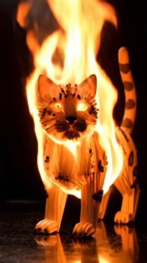 “A cat made of 10,000 matchsticks… and one spark changed everything 🔥🐈” #viralshorts #cat #trending
