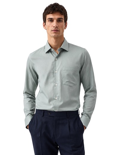 Berkeley Men's Regular 100% Cotton Formal Solid Shirt Olive Green