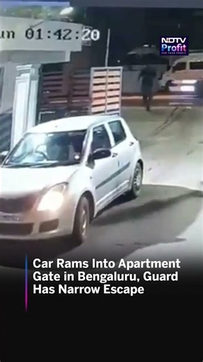 Car Rams Into Apartment Gate in Bengaluru, Guard Has Narrow Escape | #shorts