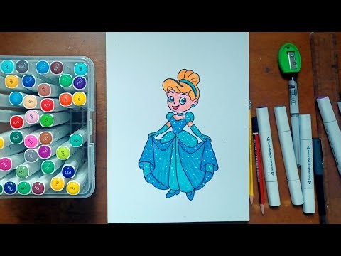 Princess Drawing step by step | Easy cinderlla Sketch & Coloring for Beginners