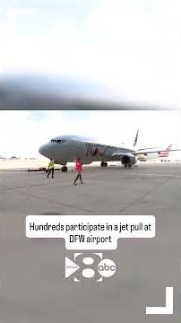 Hundreds participate in a jet pull at DFW airport