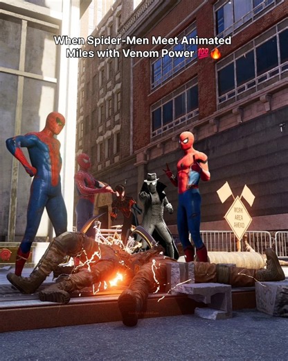 When Spider-Men Meet Animated Miles with Venom Power 💯🔥 PS5 #spiderman