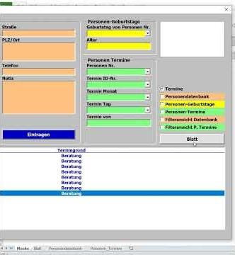 Checkbox Termine Terminkalender mit Bildern in Excel VBA