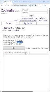 🗣️🎧: 🇨🇭 | 🧮 Basic Java - Coding Bat - "053_String1_extraEnd" | #java #codingbat #education #basic