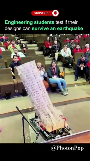 Can these student-built structures survive an earthquake test? 🏗️🌍#shorts #nature