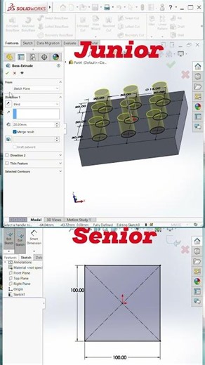 How to Use Linear Pattern in Solidwork|Solidwork Tips and Tricks #solidworks #youtubeshorts