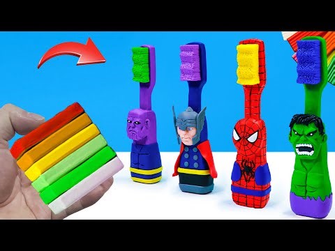 DIY Super Beautiful Superhero Toothbrush Models Hulk Thanos x Spider-Man Made From Clay | Sky Clay