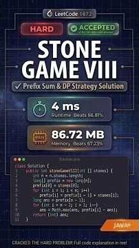 LeetCode 1872 | Stone Game VIII Explained 🔥 | DP + Prefix Sum | Java #Shorts #leetcode