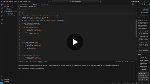 🚀 Built a Rock-Paper-Scissors Game in Python! 🎮 As part of my Python learning journey, I created a simple Rock-Paper-Scissors (Stone-Paper-Scissors) game using Python s built-in modules: ✅ random –… | Rupam Ghoshal