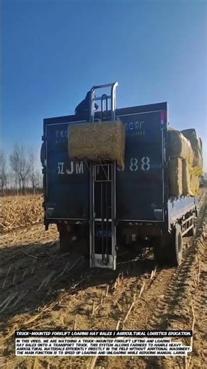 Truck-Mounted Forklift Loading Hay Bales | Agricultural Logistics Education.