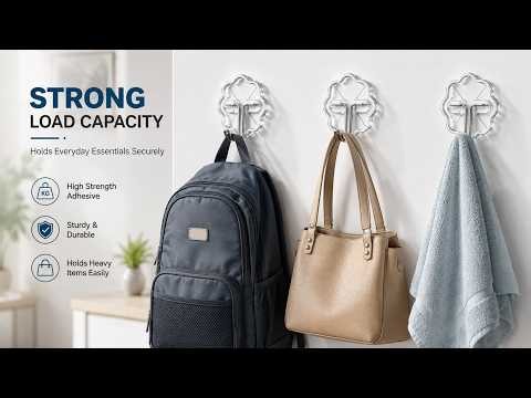 J2L Self Adhesive Wall Hooks for Wall Hanging | Heavy Duty Transparent Hooks |buynvy.com #WallHooks