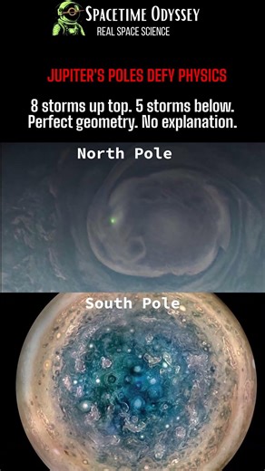 Jupiter's Poles Have Perfect Storm Geometry #space #science #shorts
