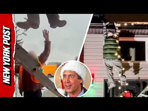 Hanging Robotic Clark Griswold Prank Causes Christmas Chaos