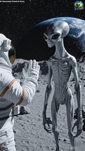An Astronaut Meets An Alien On The Moon #moon #alien #space #astronaut #usa