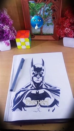 Bat Man Pen Sketch #batman #avengers #anime #pendrawing #shorts