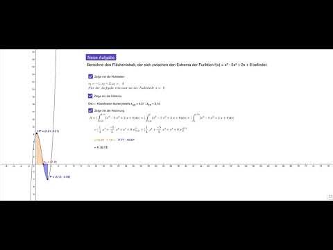 Integrale mit Nullstellen. Geogebra Übung mit Rechenweg