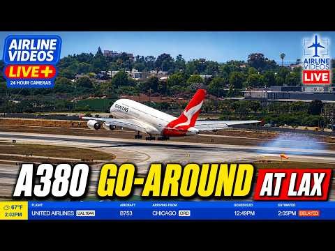 WATCH: Qantas A380 GO-AROUND at LAX After Unstable Final Approach