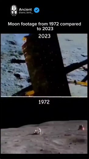 Ancient on Instagram: "In 1972, astronauts captured real footage from the Moon using film cameras during the Apollo missions. The visuals were raw, grainy, and groundbreaking for their time. Fast forward to 2023 — modern spacecraft and lunar orbiters capture the Moon in stunning high-resolution, using advanced sensors, satellites, and data-based visualizations. This comparison shows how far space technology has come, while reminding us that the only human-shot Moon footage still comes from over 