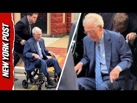 Wheelchair-Bound Mitch McConnell Chooses Silence When Pressed by Reporters Outside His Home