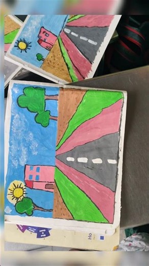 Landscape painting kids from Grade-4 art class available ✅ #drawing #art #painting #school