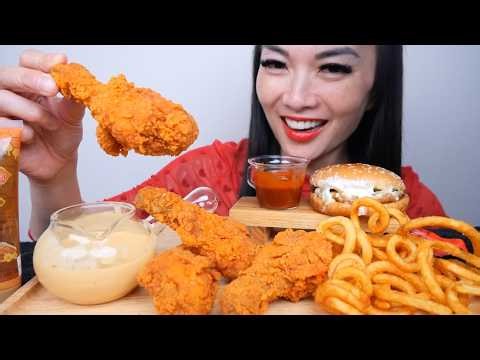 FRIED CHICKEN + HONEY + CHEESE SAUCE + FIRE SAUCE (ASMR EATING SOUNDS) NO TALKING | SAS-ASMR