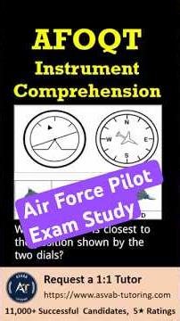 AFOQT Instrument Comprehension practice question with aircraft position and dial reading explanation