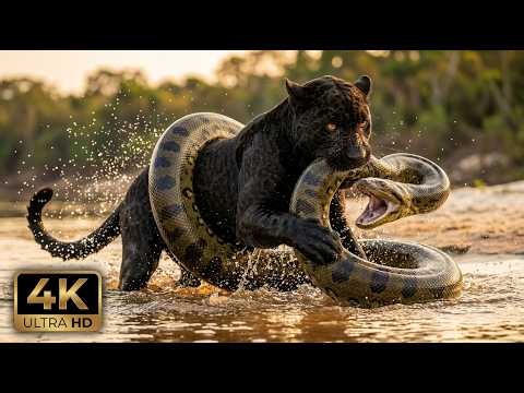Black Jaguar vs Giant Anaconda: Battle in the Black River | Wildlife Documentary
