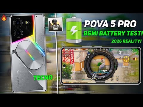 ⚪ Tecno Pova 5 Pro 2026 BGMI Battery Test: 100% to 0% Non-Stop Gaming! 🔋⚪