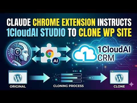 Claude Chrome Extension Instructs 1CloudAI studio to Clone a WordPress Website