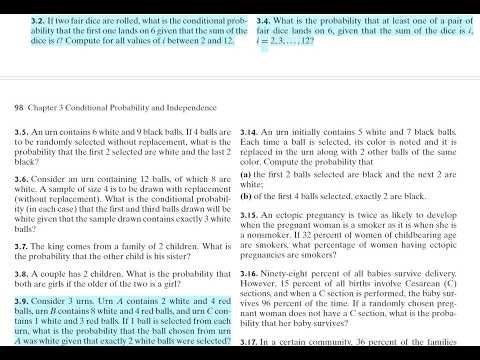 Probability (9E) - Ross. Prob 3.2, 3.4, 3.9: Conditional Probabilities