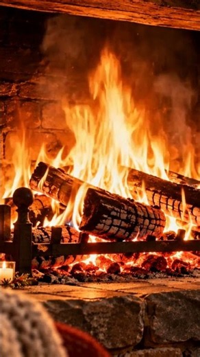 Christmas Fireplace 🎄 | Cozy Winter Cabin & Crackling Fire #Shorts