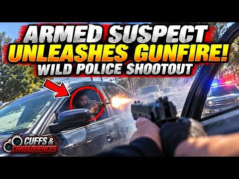 Armed Suspect Unleashes Gunfire! WILD Police Shootout