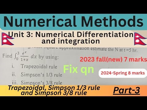 Numerical Methods # Trapezoidal, Simpson 1/3 rule, and Simpson 3/8 rule || old question solution 
