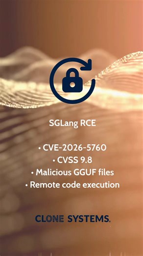 Vulnerability Alert — SGLangCVE-2026-5760 (CVSS 9.8) allows remote code execution in SGLang via malicious GGUF model files. The flaw affects the /v1/rerank endpoint and can lead to arbitrary Python code execution. Avoid untrusted models and apply mitigations immediately.