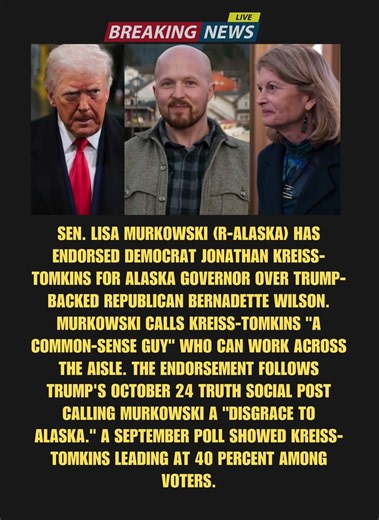 Murkowski Breaks With GOP, Endorses Democrat Over Trump's Pick For Alaska Governor