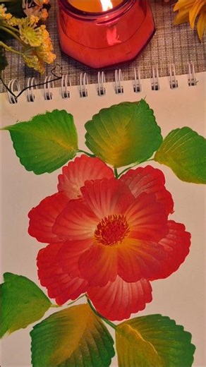 Cool One-Stroke Rose Flower Painting Technique 😍🥰#art #viral #painting #shortsfeed #artwork #shorts