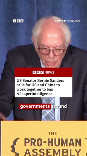 US Senator Bernie Sanders has called on the US to work with China on AI regulation while speaking at a summit in Washington. #BernieSanders #AI #USNews #BBCNews