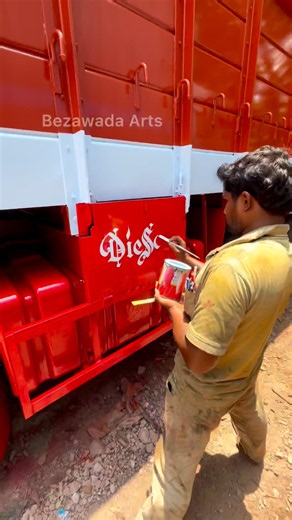 Satisfying Free Hand Paint Art on a Brand New Truck (Zero Stencils!) 🚛 #shorts #art #viral