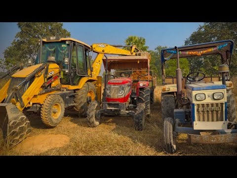 Jcb 3dx Eco Xpert Machine Loading Mud In Mahindra and Swaraj Tractor | Jcb Ki Khudai | Jcb & Tractor