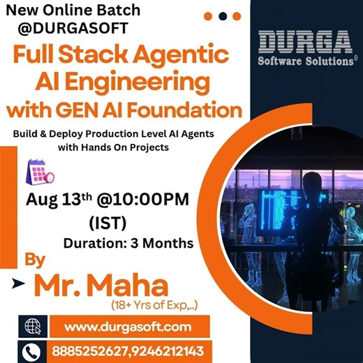 Full Stack Agentic AI Engineering with GEN AI Foundation Online Training @ DURGASOFT #durgasoftware